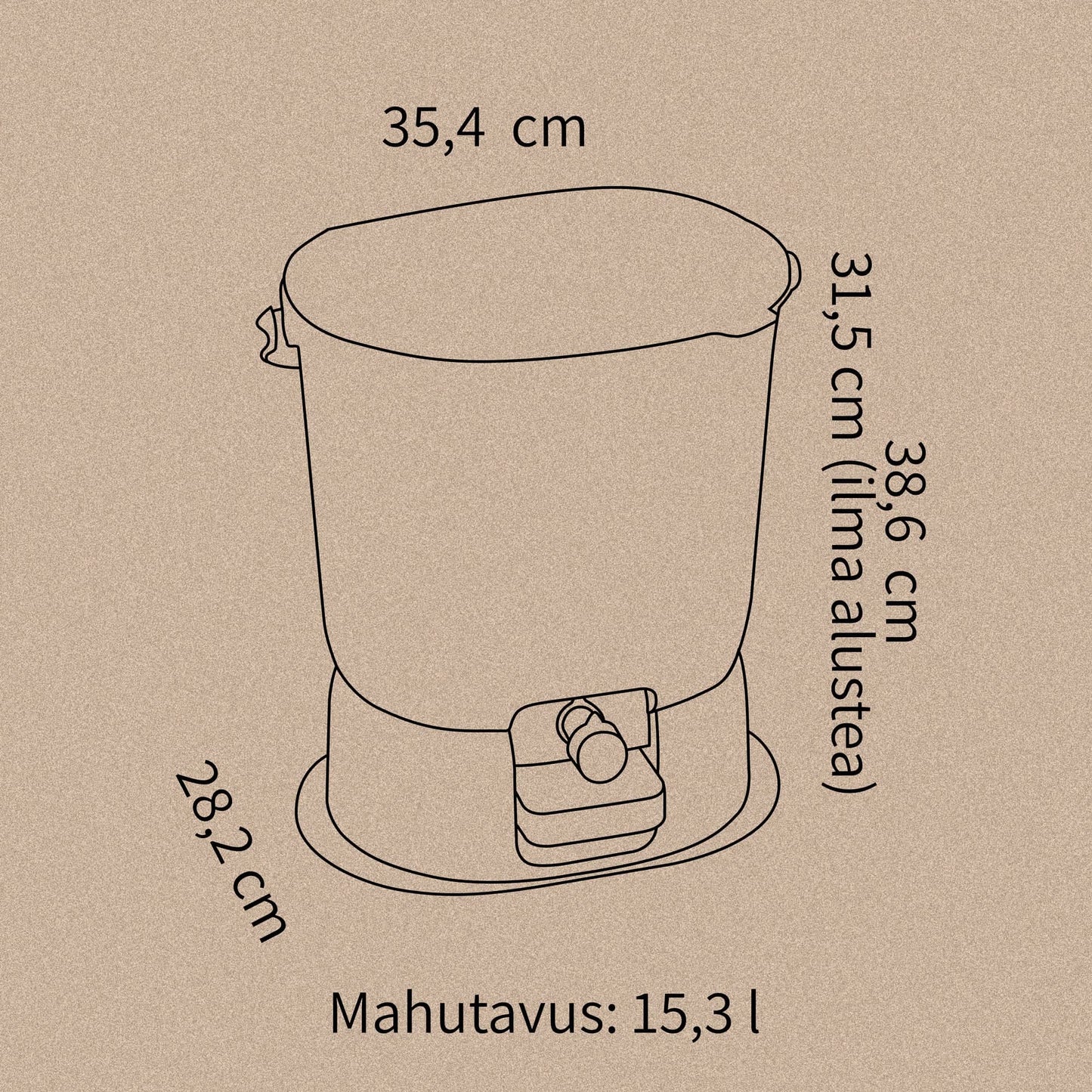 Biojäätmete komposter Bokashi Organko Essential cappuccino 15,3 L - Koduwärk