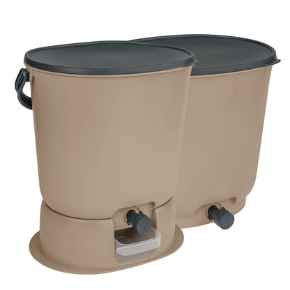 Biojäätmete komposter Bokashi Organko Essential cappuccino komplekt 2 x 15,3 L