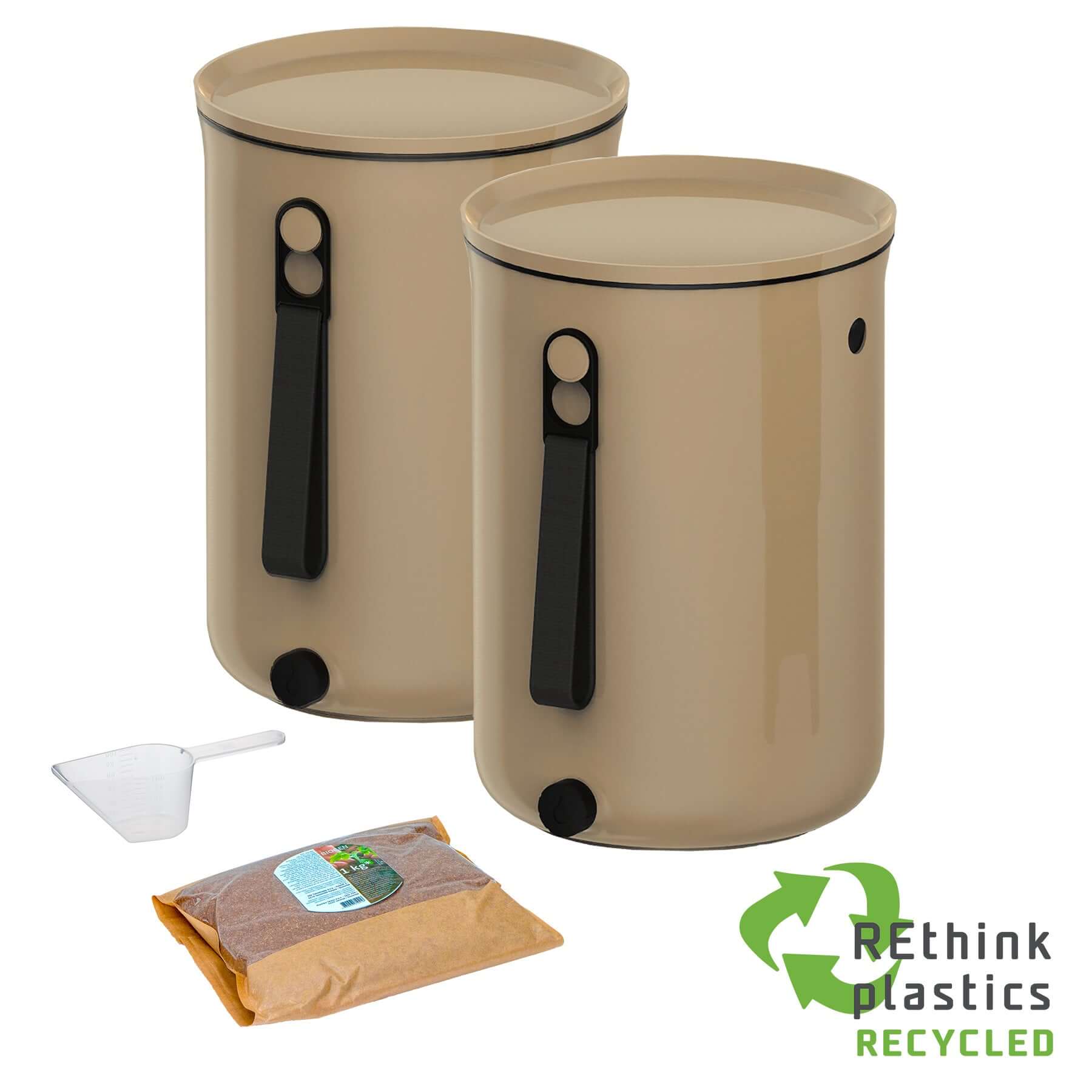 Bokashi Organko 2 köögikomposter cappuccino komplekt 2 x 9,6 L - Koduwärk