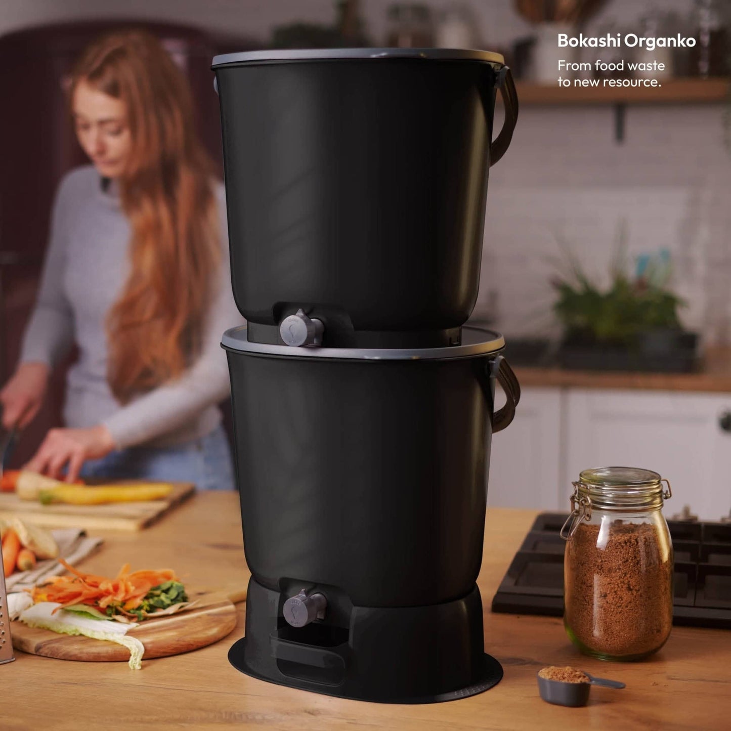 Bokashi Organko Essential komposter must komplekt 2 x 15,3 L - Koduwärk