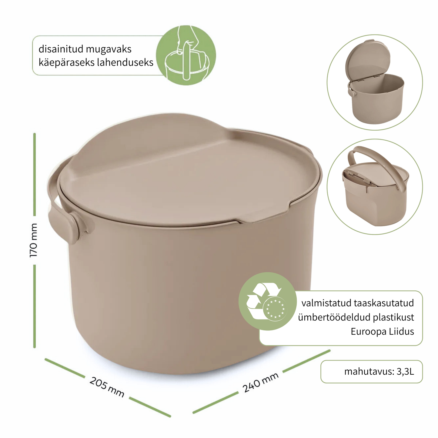 Biojäätmete prügikast Organko Daily cappuccino 3,3 L