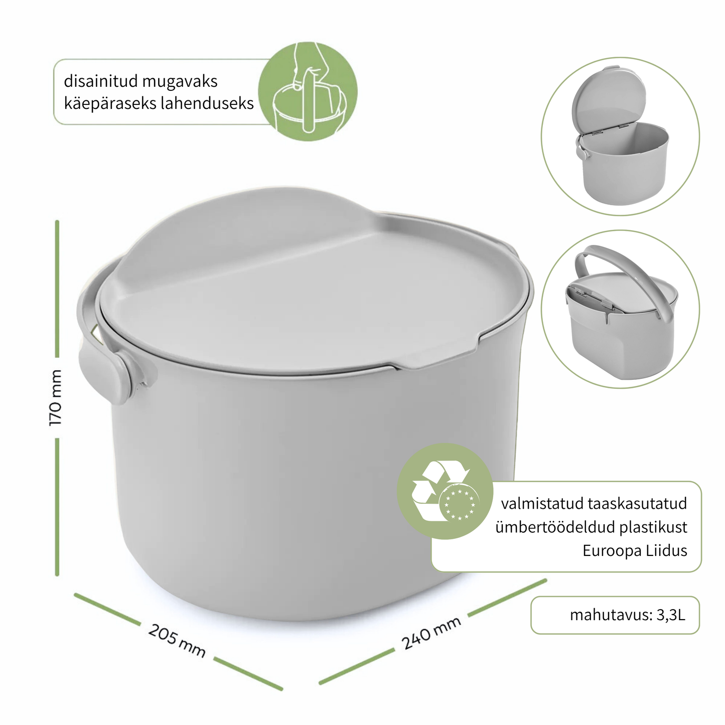 Biojäätmete prügikast Organko Daily hall 3,3 L