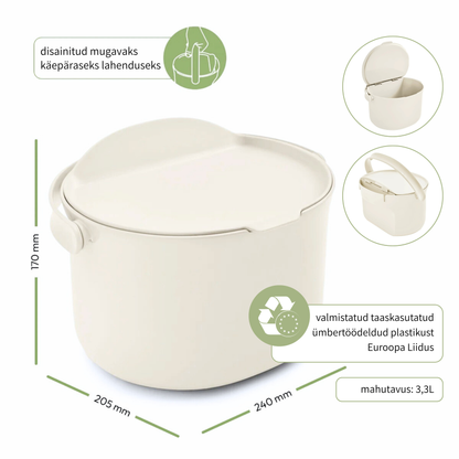 Biojäätmete prügikast Organko Daily valge 3,3 L