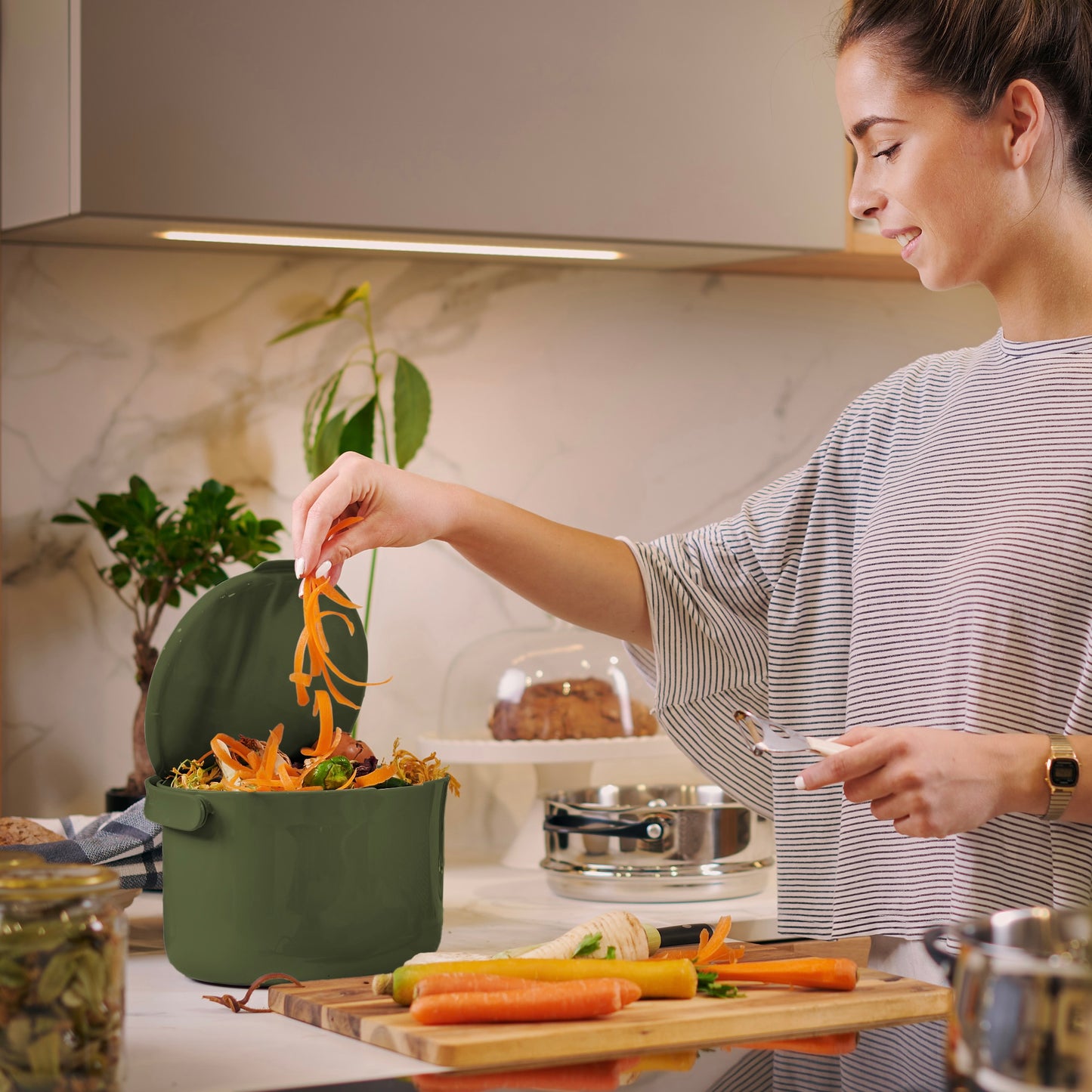 Biojäätmete prügikast Organko Daily oliiviroheline 3,3 L