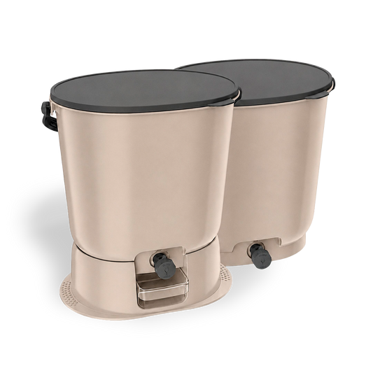 Bokashi komposter - Organko Essential komplekt cappuccino 2 x 15,3 L