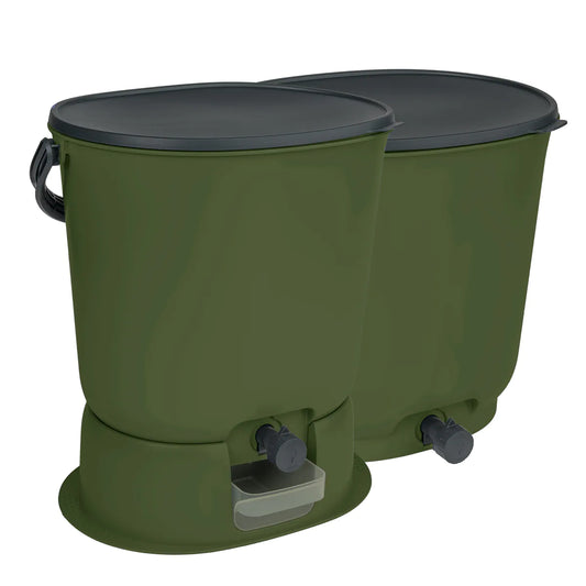 Biojäätmete komposter Bokashi Organko Essential oliiviroheline komplekt 2 x 15,3 L