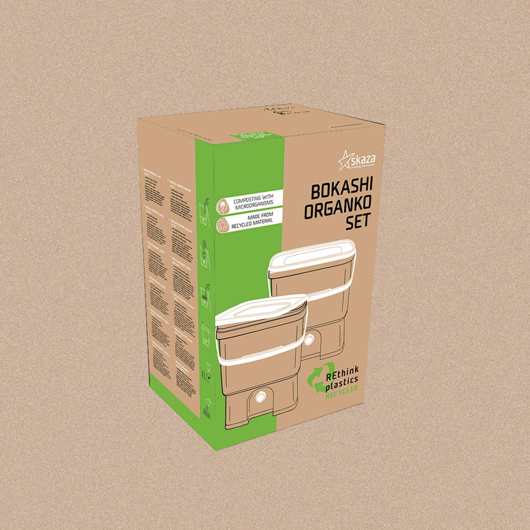 Bokashi Organko 1 komposter cappuccino / valge komplekt 2 x 16 L - Koduwärk