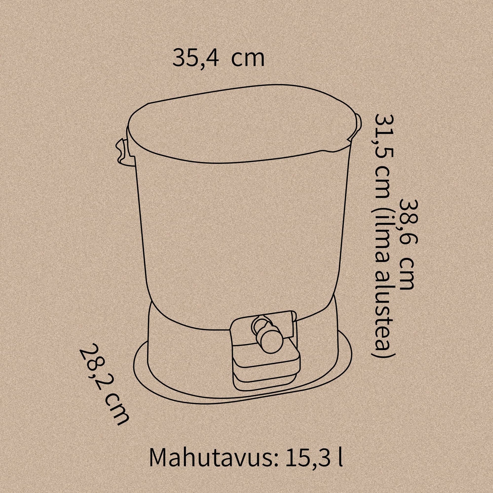 Bokashi Organko Essential komposter must 15,3 L - Koduwärk